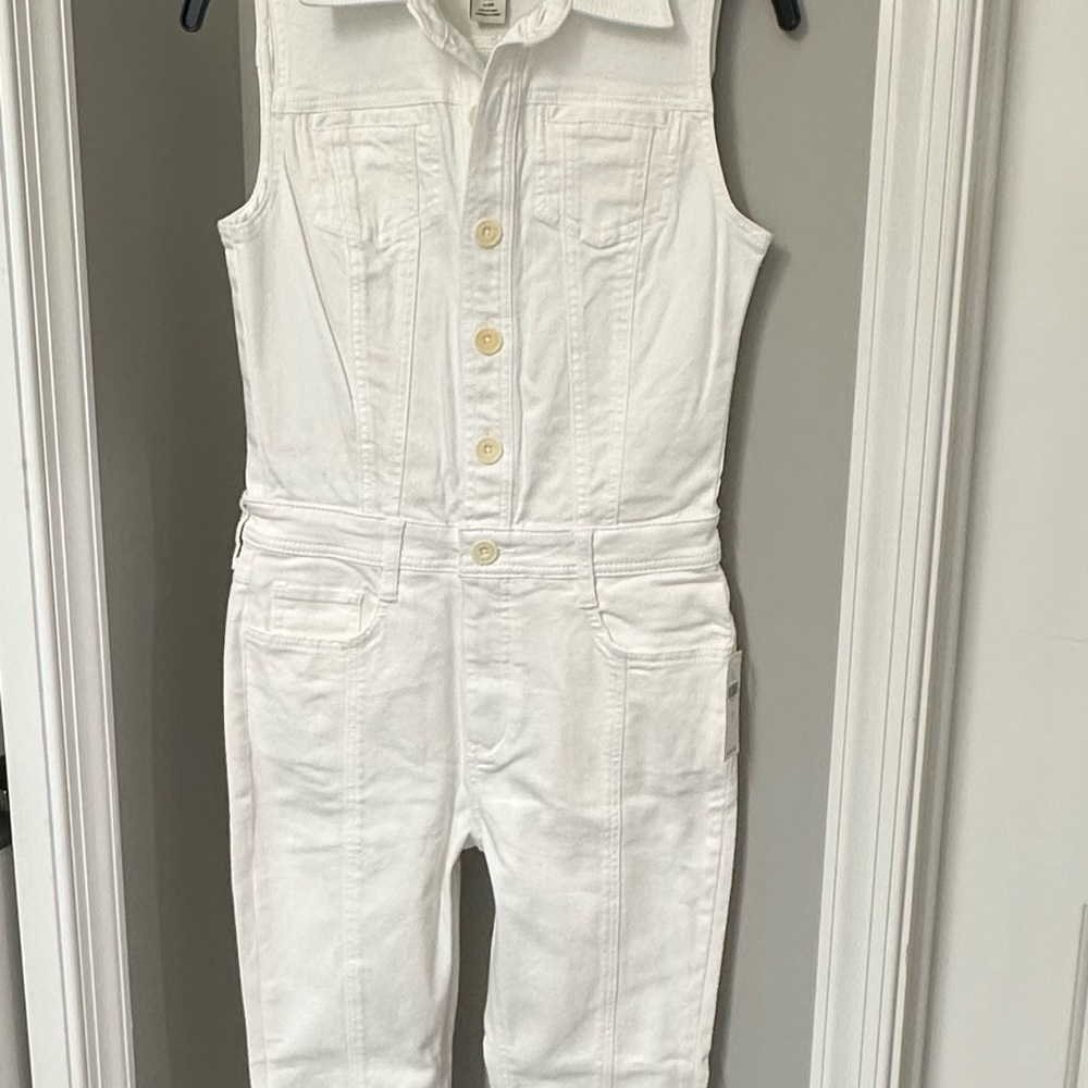 Pilcro and the Letterpress White Cropped Denim Jumpsuit